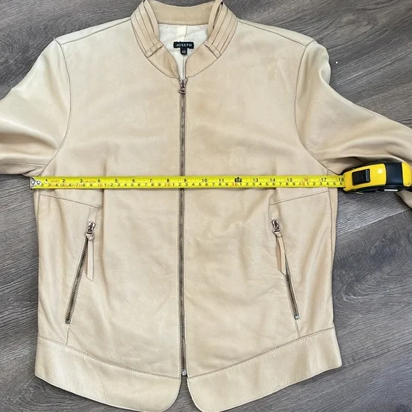 Joseph Lambskin Leather Moto Biker Jacket Light Tan Neutral Buttery Soft 40 S